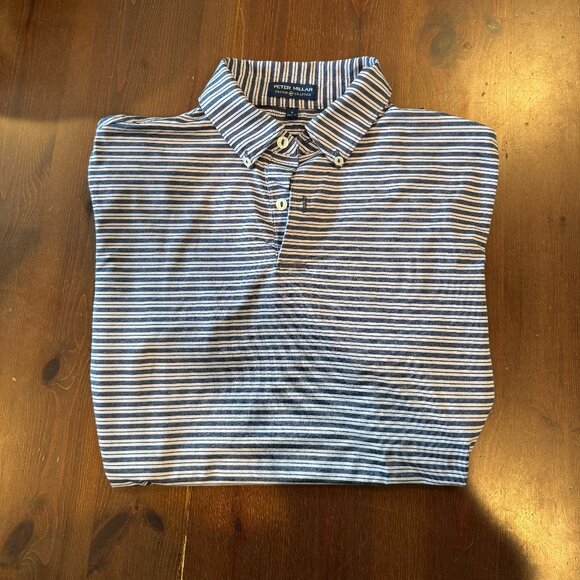 Peter Millar Mens Small Polo Shirt Crown Crafted Golf Striped Performance - Picture 3 of 8